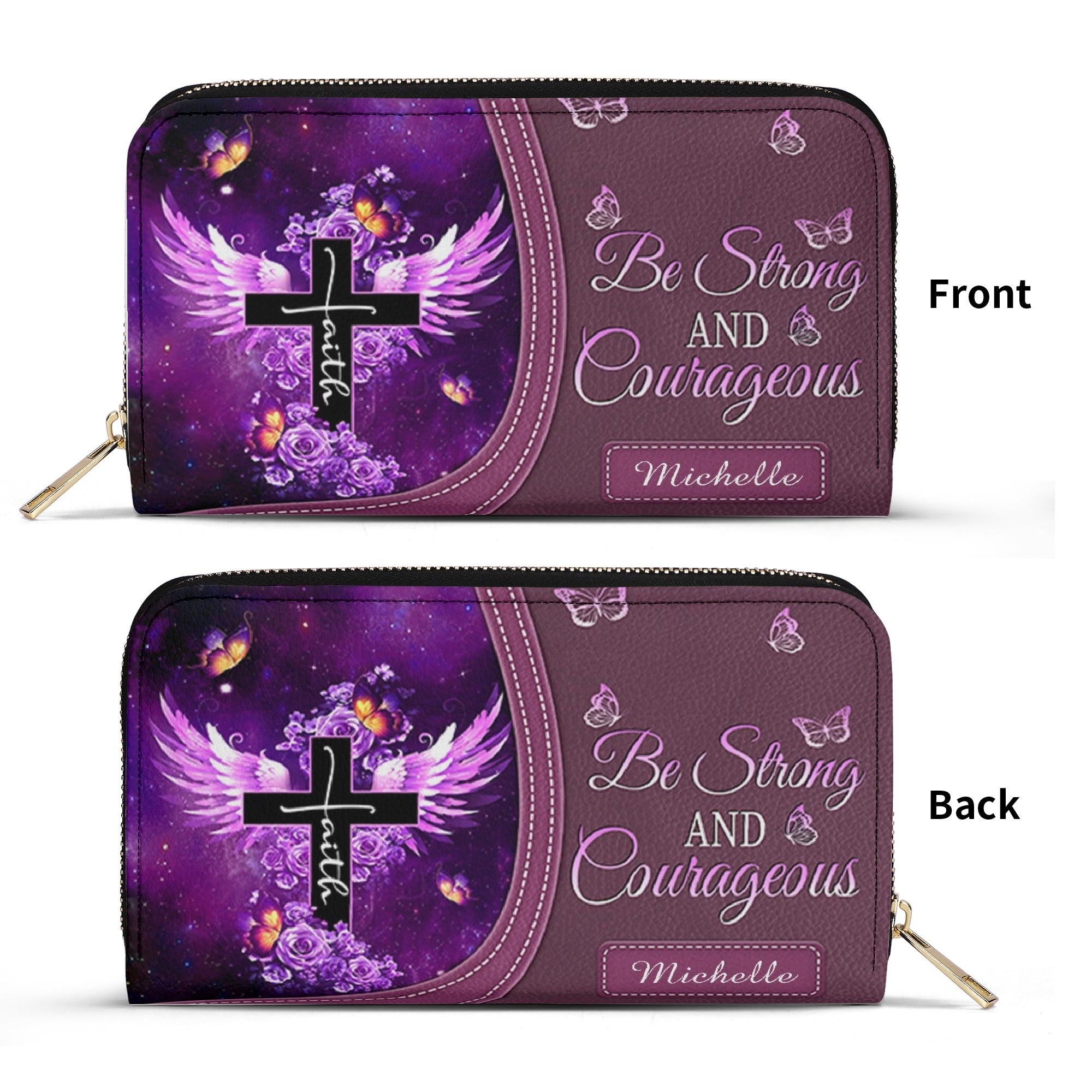 Be Strong And Courageous Leather Bag, Personalized Leather Bag With Bible Verse. BLAF09